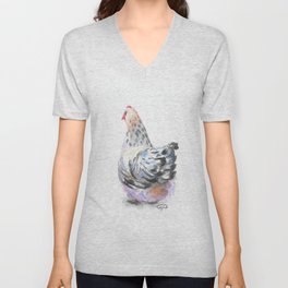 watercolor hen V Neck T Shirt