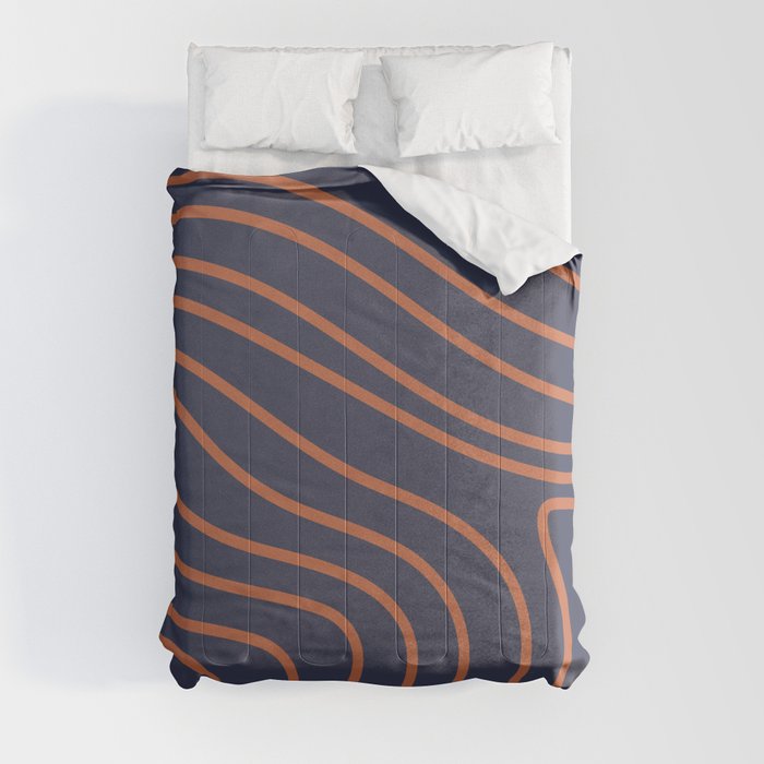 Orange curved stripes in retro style Comforter