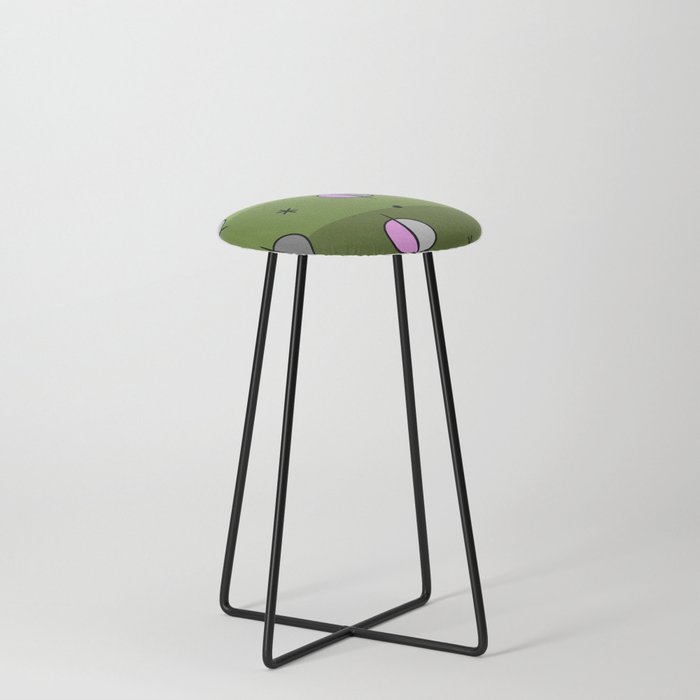 Retro Space Age Planets Stars Olive green Counter Stool