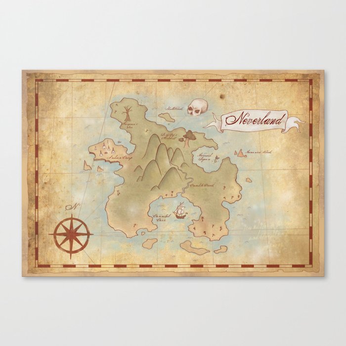 Map of Neverland Canvas Print