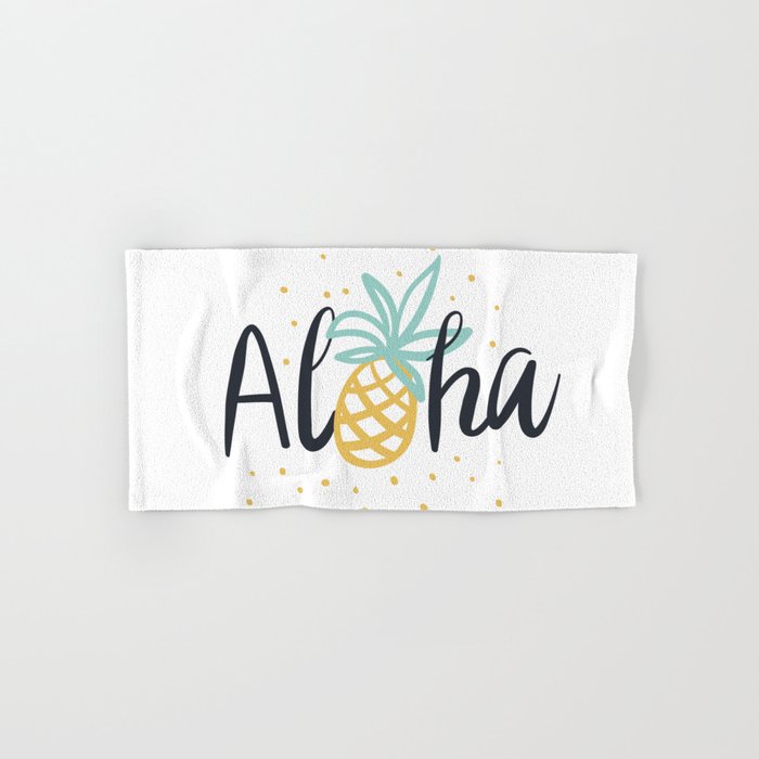 Aloha lettering and pineapple Hand & Bath Towel