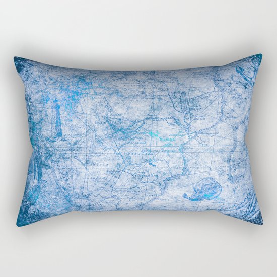 Blue Shimmer Map Design Rectangular Pillow