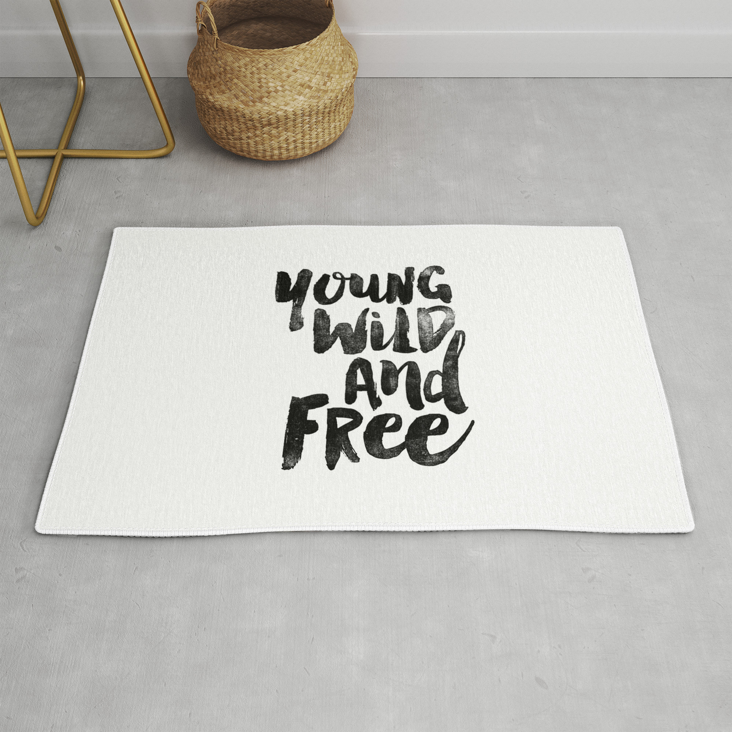 Young Wild And Free Black And White Monochrome Typography Poster