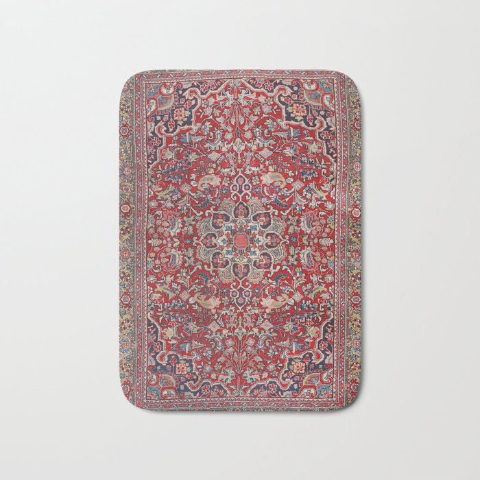 Fine Persia Bijar Old Century Authentic Colorful Red Blue Yellow Vintage Patterns Bath Mat