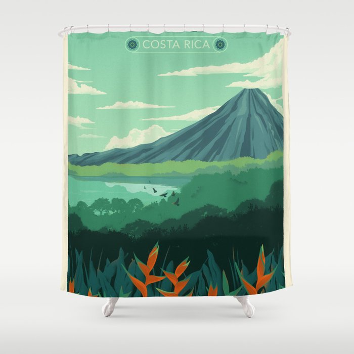 Vintage Poster, Arenal Costa Rica Shower Curtain