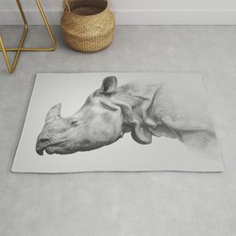Rhino Art | Minimalism | Black and White | Animal Photography Rug | Wildlife, Rhinoblack, Blackandwhite, Love, Digital, Black And White, Minimal, Minimalist, Animal, Whiterhino 