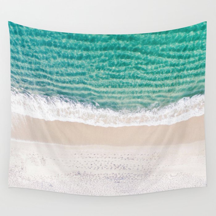 White & Blue Green Beachy, Nelson Bay Wall Tapestry