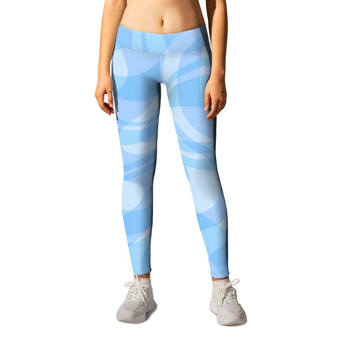 Baby Blue Abstract Wavy Pattern Leggings