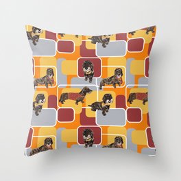 Dachshund wire-haired retro pattern in autumn colours  Throw Pillow