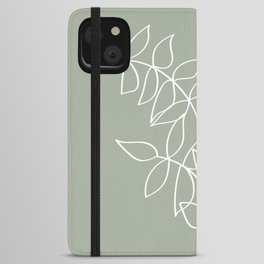 Sage Green, Plant Line Art Illustration iPhone Wallet Case