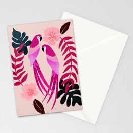 Tropical parrots - magenta  Stationery Card