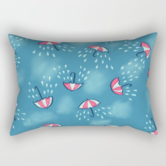 Raining Umbrella Pattern Rectangular Pillow
