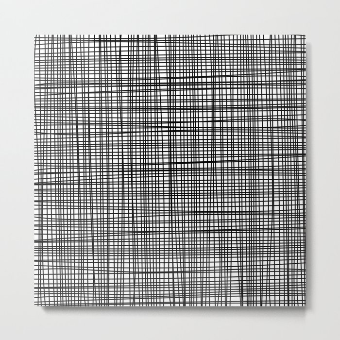 black and white grid Metal Print