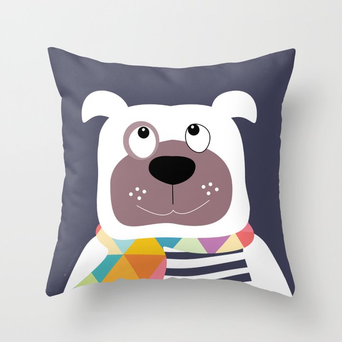 Dog with scarf Throw Pillow
