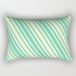 [ Thumbnail: Light Yellow & Aquamarine Colored Lined Pattern Rectangular Pillow ]