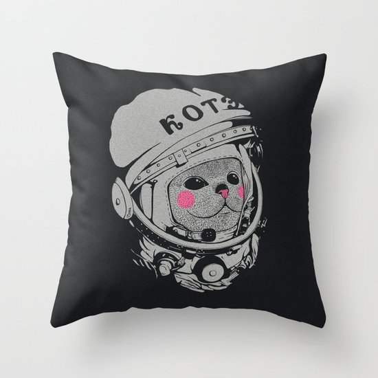 Spaceman cat Throw Pillow