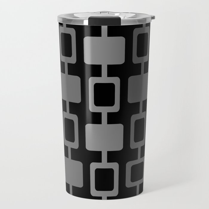 Mid Century Modern Square Columns Black Gray Travel Mug
