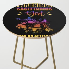 Warning Sagittarius Girl with Attitude Side Table