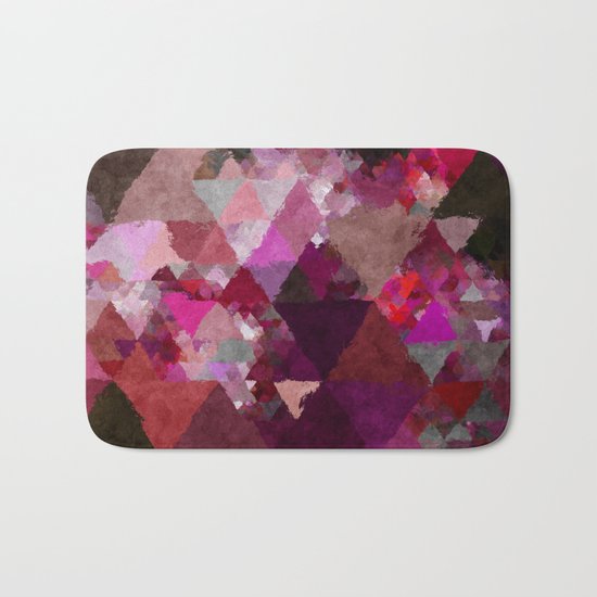 When the night comes- Dark red purple triangle pattern- Watercolor Illustration Bath Mat