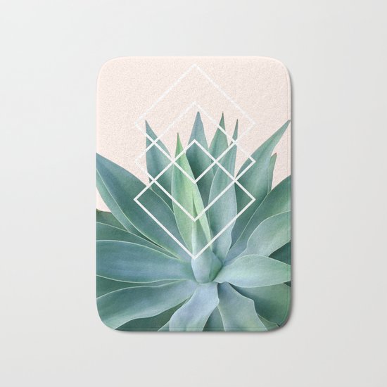 Agave geometrics - peach Bath Mat