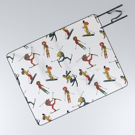 Female freestyle skiers - women winter sports -  red Picnic Blanket
