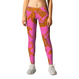 Abstract leopard with red lips illustration in fuchsia background  Leggings | Cheetah, Pattern, Tropical, Tiger, Painting, Panthers, Safari, Jungle, Abstract, Cats 