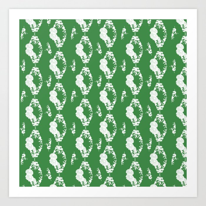 Green Floral Wreath *Small print* Art Print