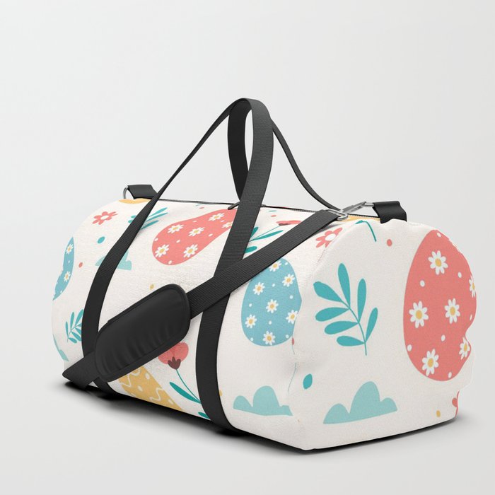 Happy Easter Vintage Red Egg Floral Collection Duffle Bag