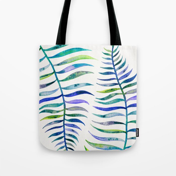 Indigo Palm Leaf Tote Bag