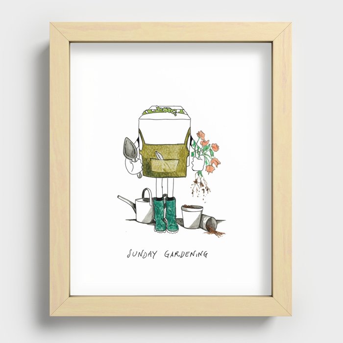 Sunday Gardening Little Cube Recessed Framed Print