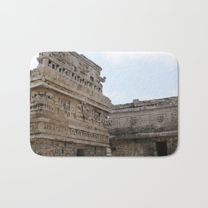 Mexico Photography - Ancient Buildings Under The Light Blue Sky Bath Mat