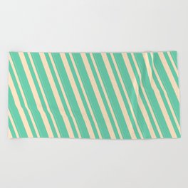 [ Thumbnail: Bisque & Aquamarine Colored Stripes/Lines Pattern Beach Towel ]