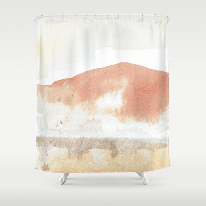 Terra Cotta Hills Abstract Desert Mountain Landsape with Watercolor Shower Curtain