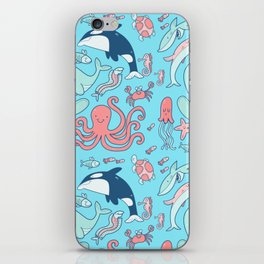 Whales and Sea Creatures Pattern iPhone Skin