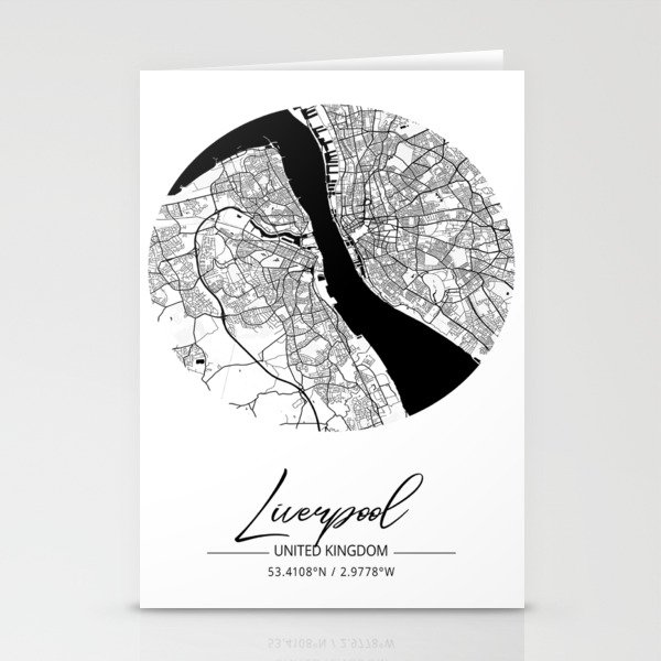 Liverpool map coordinates Stationery Cards