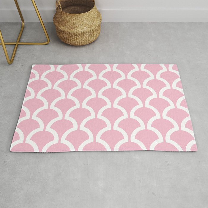 Classic Fan or Scallop Pattern 731 Pink Rug