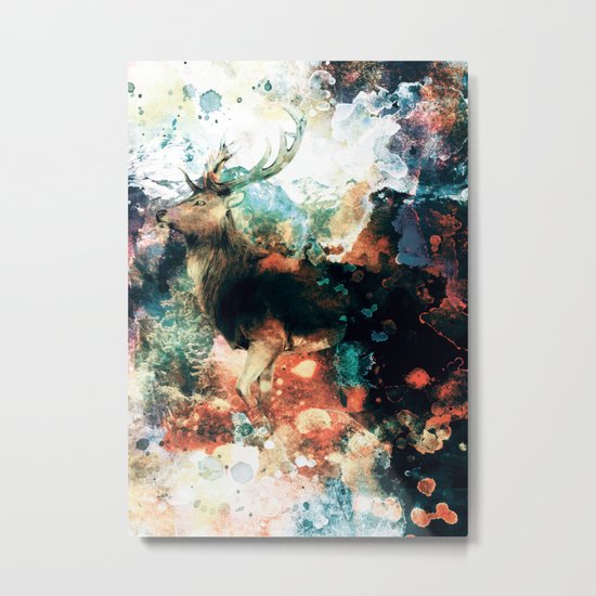Watercolor Deer Metal Print