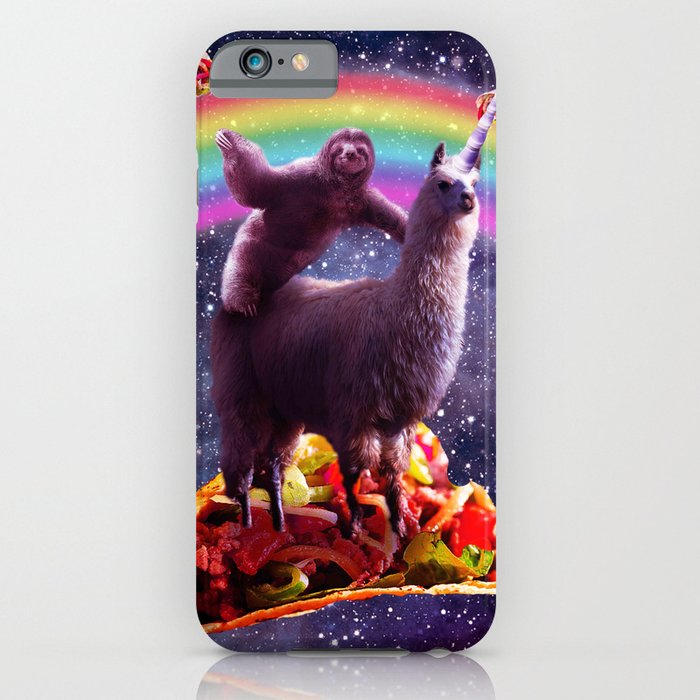 space sloth riding llama unicorn - taco & burrito iphone case