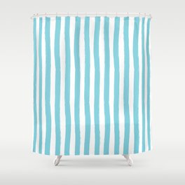 Turquoise and White Cabana Stripes Palm Beach Preppy Shower Curtain