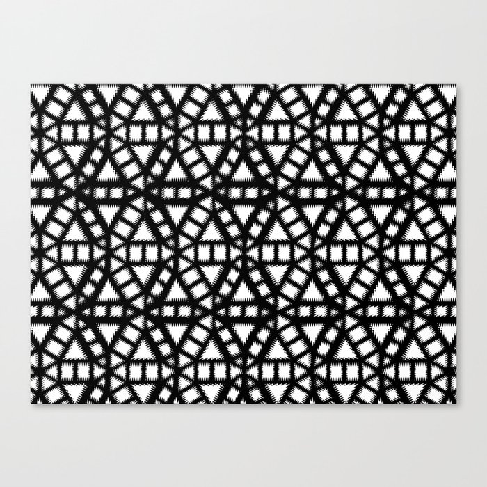 Black and White Pinwheel Pattern Illustration - Digital Geometric Artwork Canvas Print