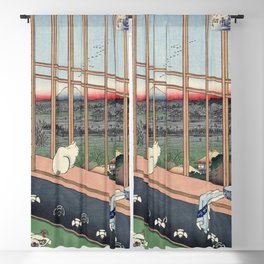 Utagawa Hiroshige Japanese Woodblock Cat Print Blackout Curtain