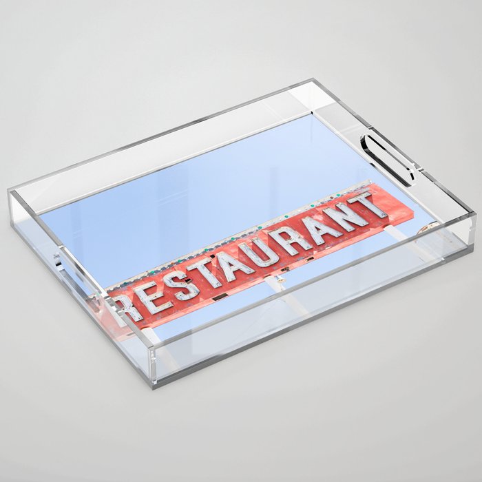 Restaurant - Route 66 Neon Sign Photography Acrylic Tray