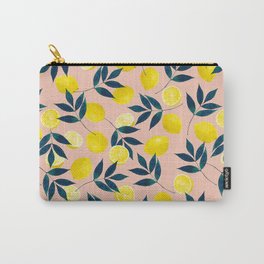 Lemon Goodness, Botanical Nature Forest Illustration, Bohemian Blush Colorful Painting Carry-All Pouch