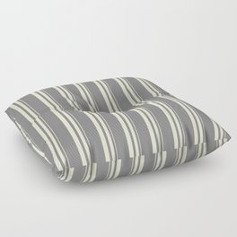 [ Thumbnail: Grey and Light Yellow Colored Striped/Lined Pattern Floor Pillow ]