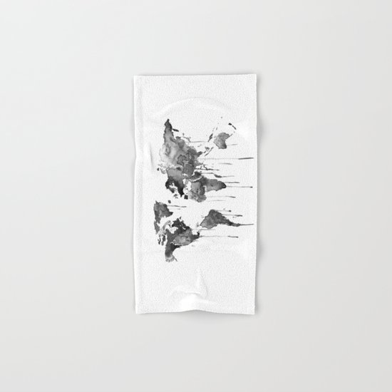 World map 2, black and white Hand & Bath Towel