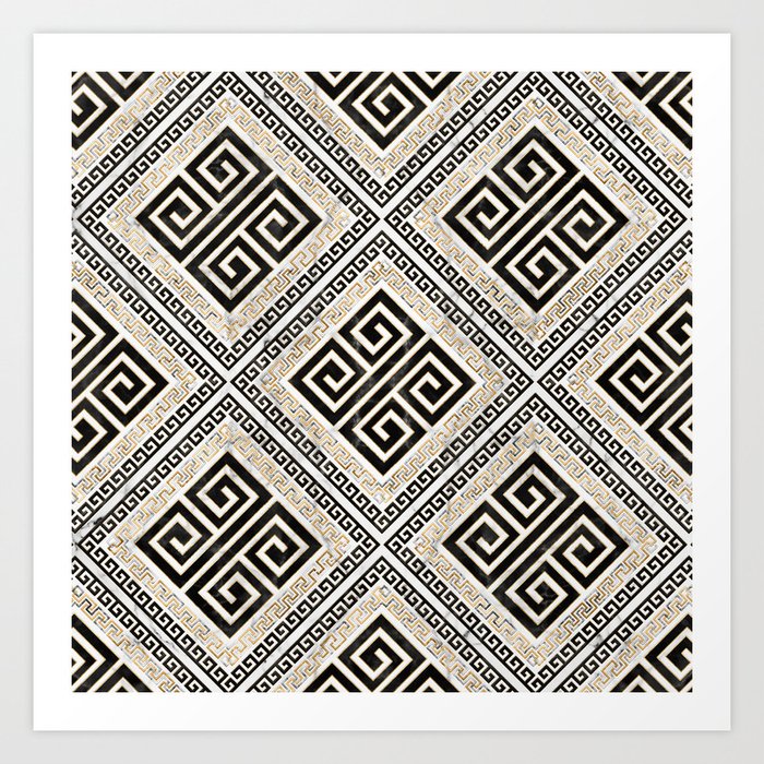 Greek Meander - Greek Key Black and gold Wrapping Paper by