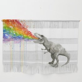 T-Rex Dinosaur Rainbow Puke Taste the Rainbow Watercolor Wall Hanging