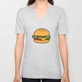 Burger pattern V Neck T Shirt
