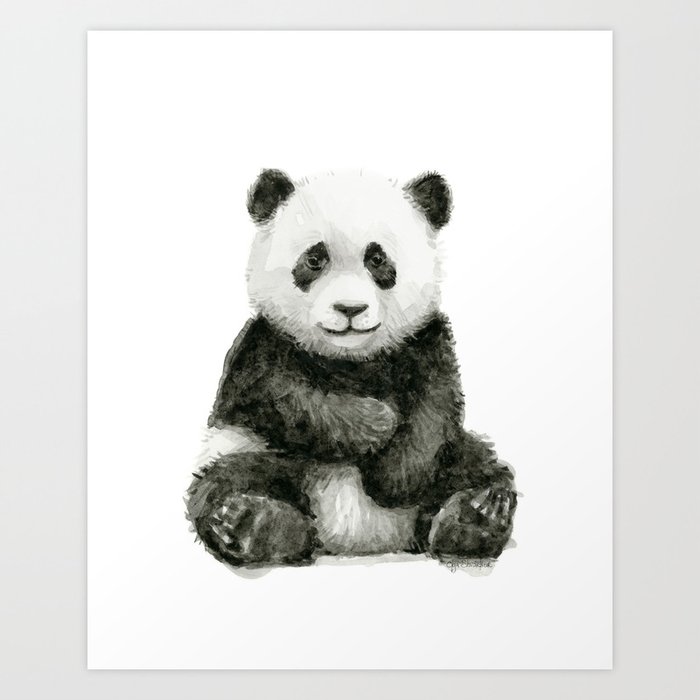 Panda Baby Watercolor Art Print