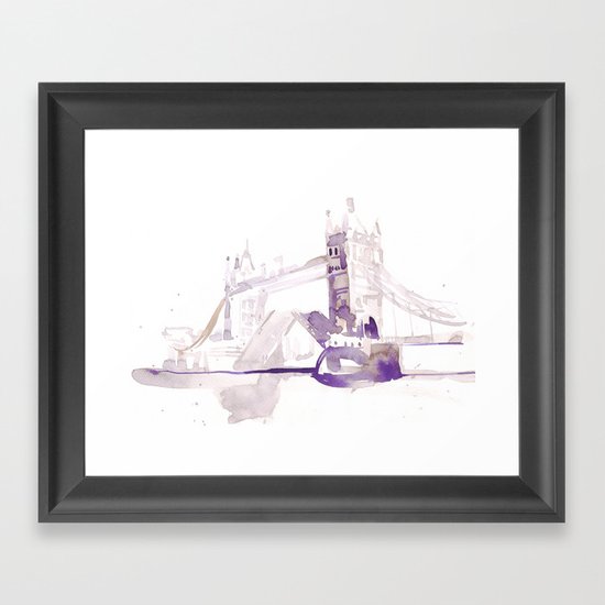 Watercolor landscape illustration_London Bridge Framed Art Print